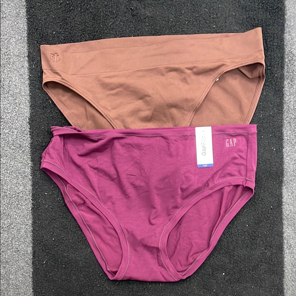 Ralph Lauren Brown and Purple Intimates Stretchy Bikini Panties